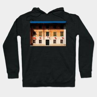 Italian Flags on Rural Building Hoodie